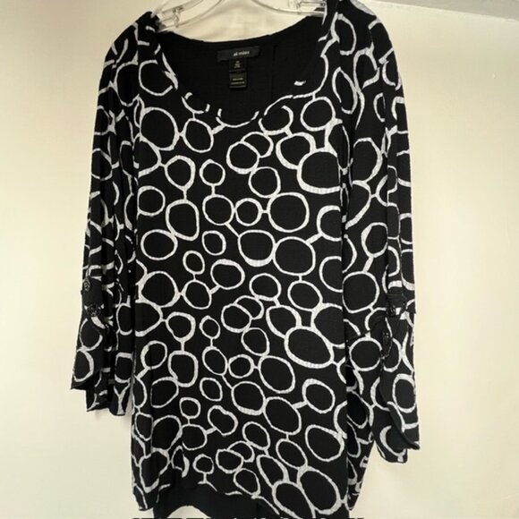 Ali Miles Black and White Tunic Top - Picture 1 of 7